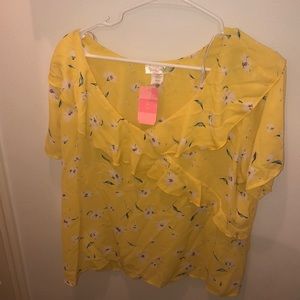 Yellow floral blouse